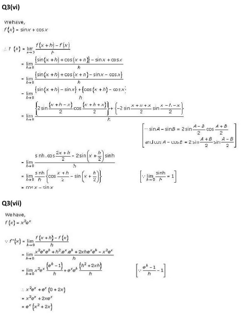 NCERT Solutions Class 11 Mathematics RD Sharma Derivatives-