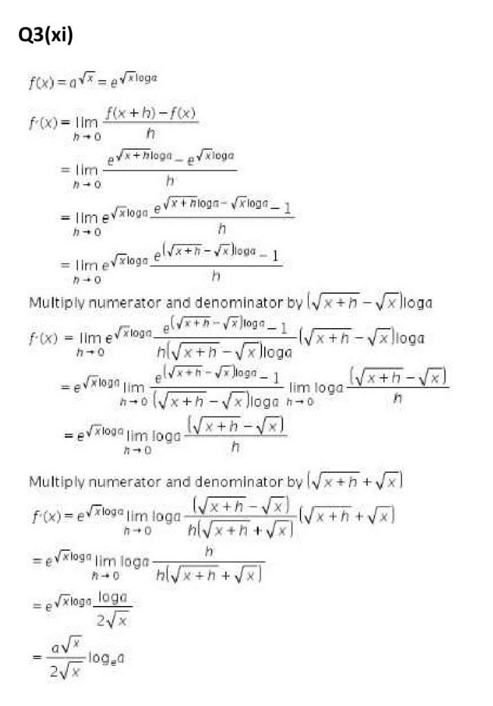 NCERT Solutions Class 11 Mathematics RD Sharma Derivatives-