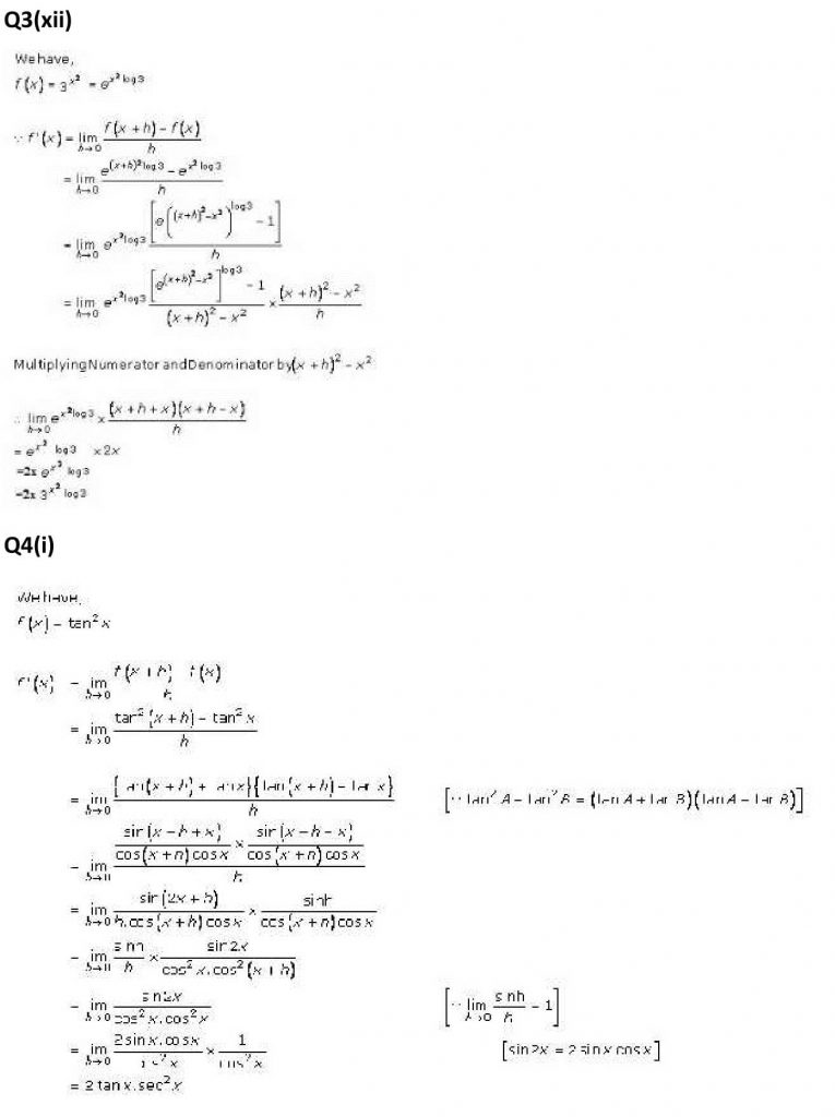 NCERT Solutions Class 11 Mathematics RD Sharma Derivatives-