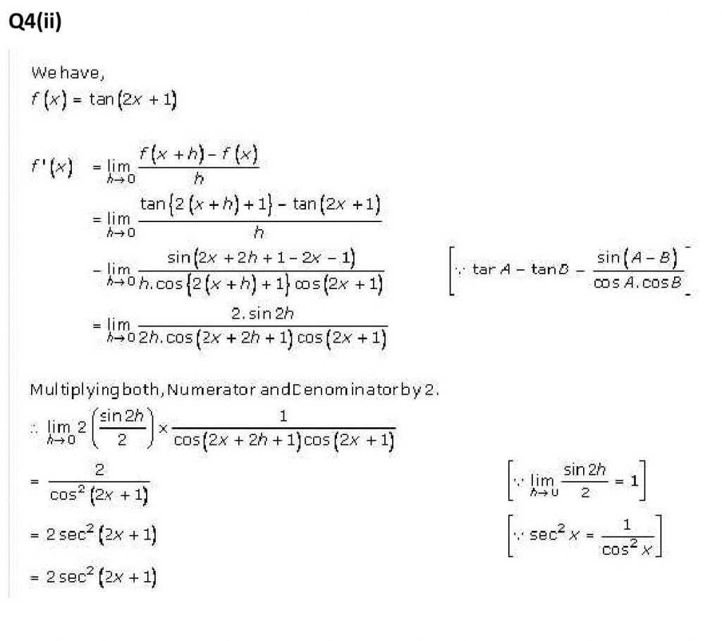 NCERT Solutions Class 11 Mathematics RD Sharma Derivatives-