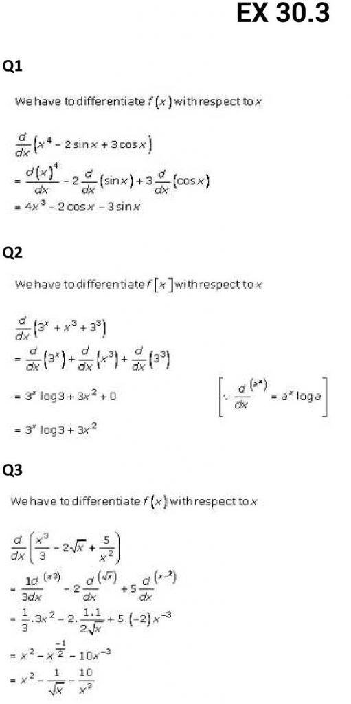 NCERT Solutions Class 11 Mathematics RD Sharma Derivatives-