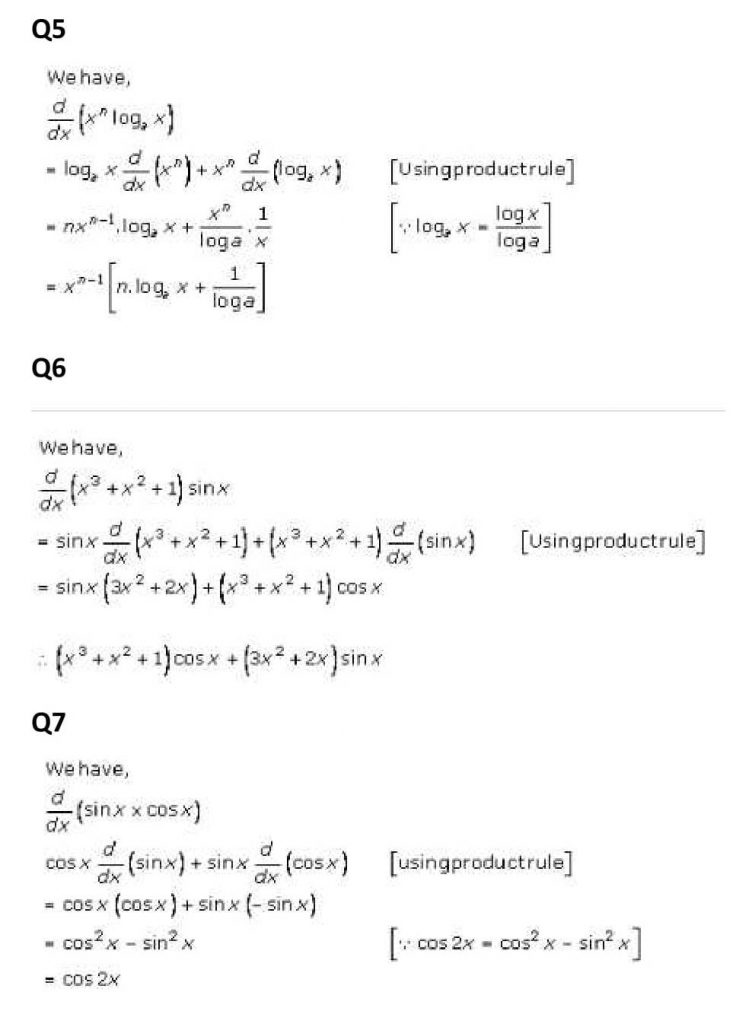 NCERT Solutions Class 11 Mathematics RD Sharma Derivatives-