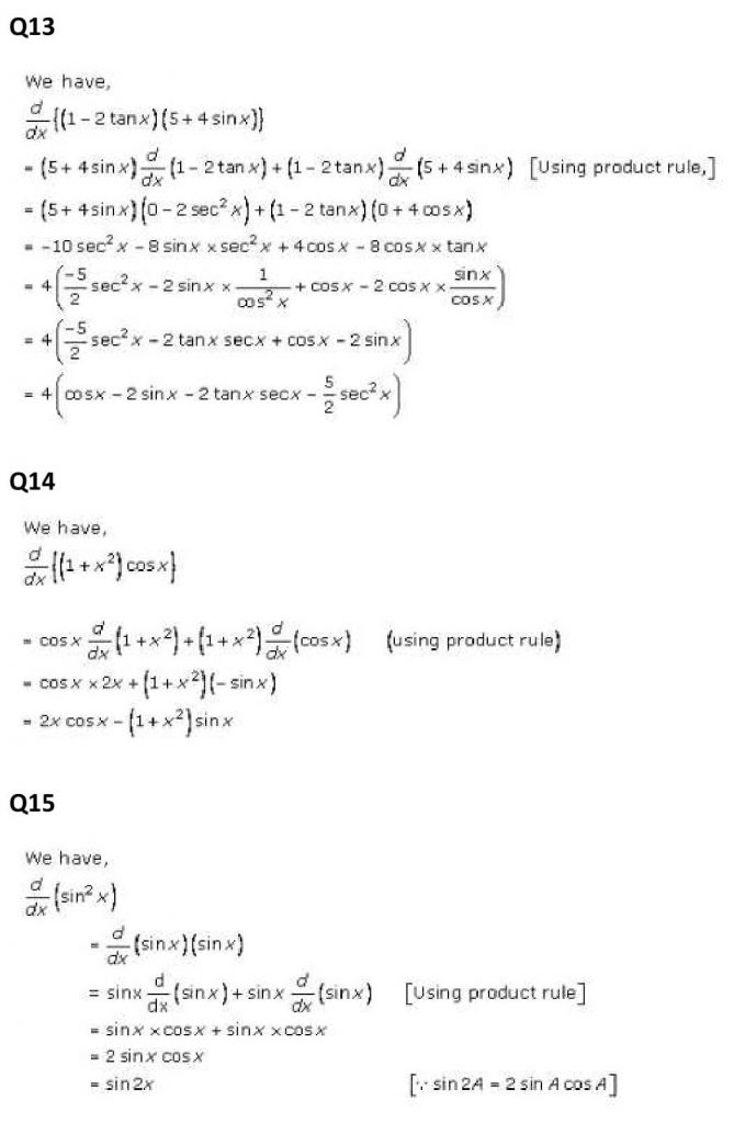 NCERT Solutions Class 11 Mathematics RD Sharma Derivatives-