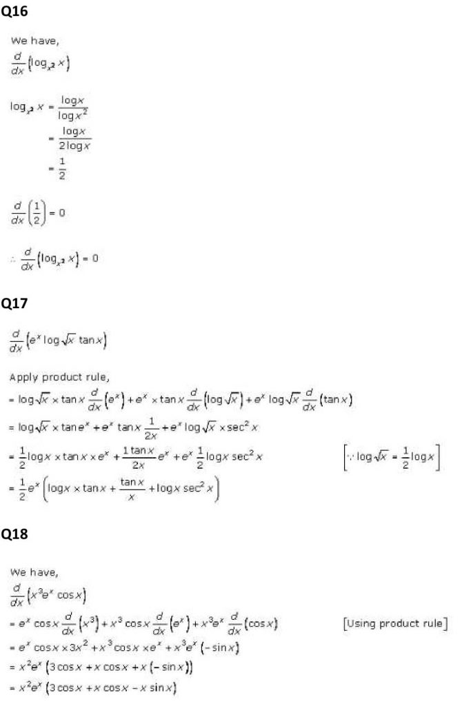 NCERT Solutions Class 11 Mathematics RD Sharma Derivatives-