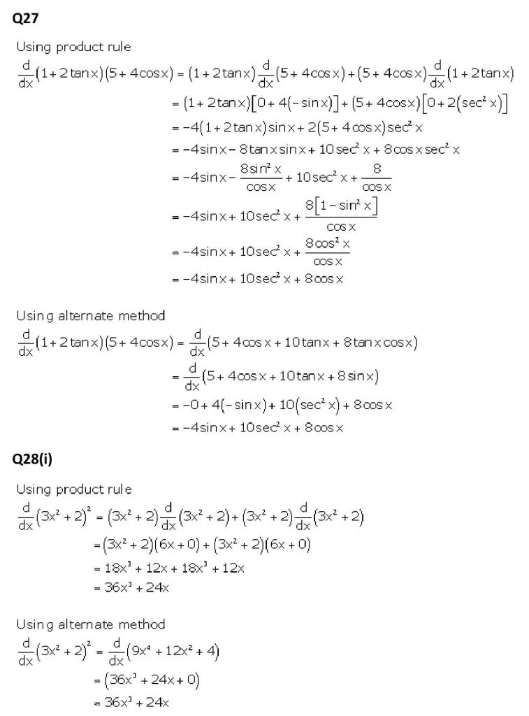 NCERT Solutions Class 11 Mathematics RD Sharma Derivatives-