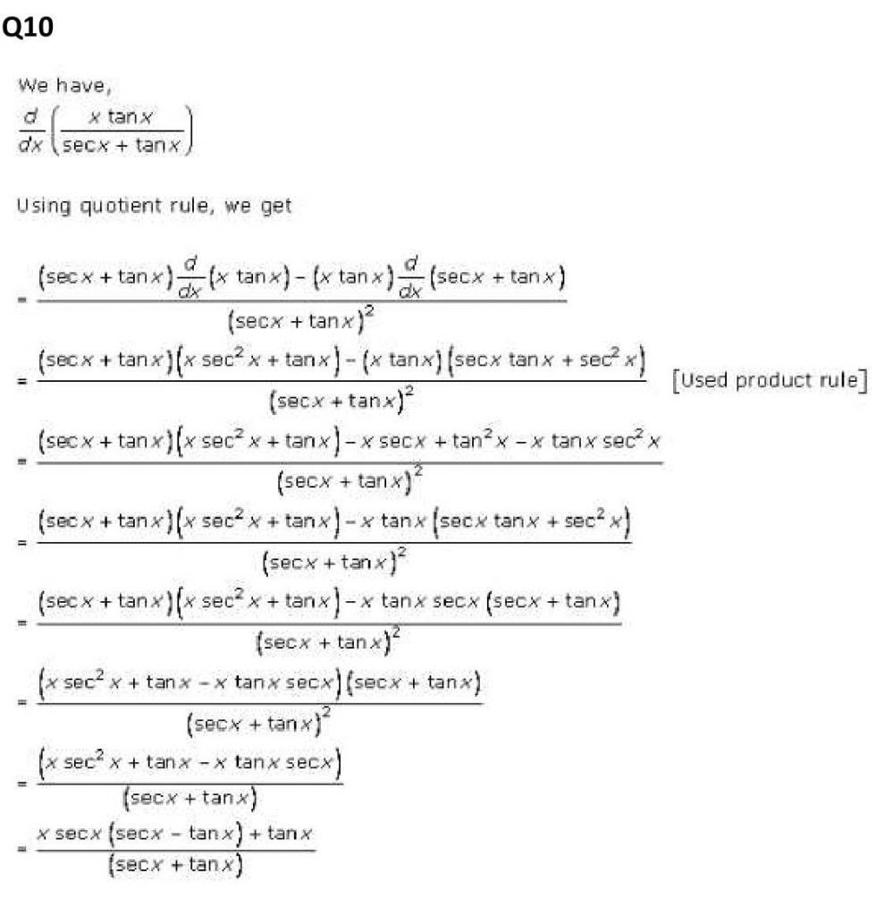 NCERT Solutions Class 11 Mathematics RD Sharma Derivatives-