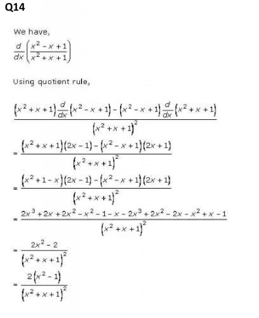 NCERT Solutions Class 11 Mathematics RD Sharma Derivatives-