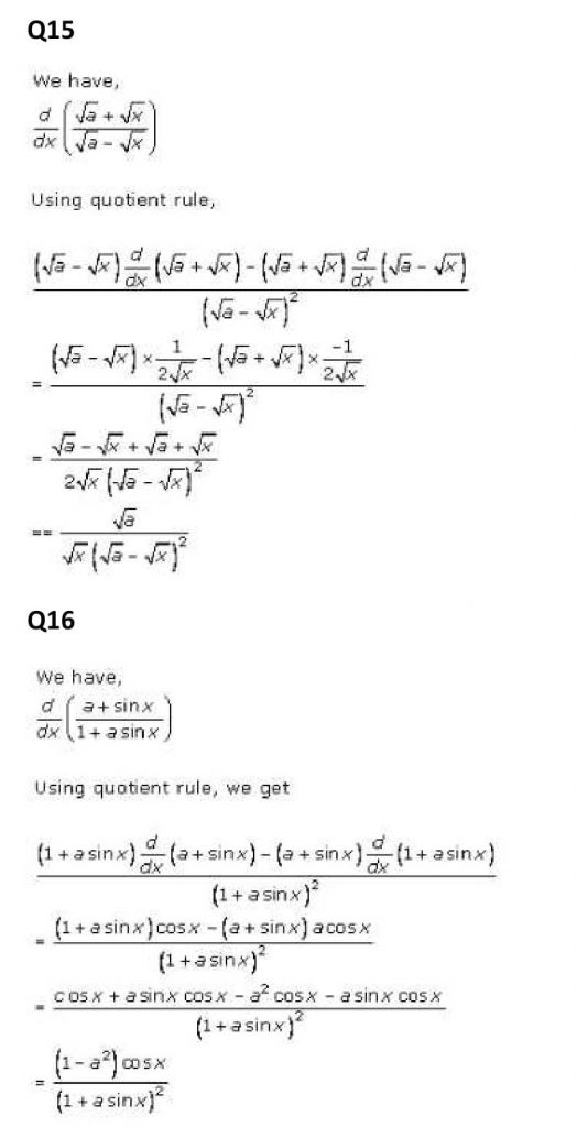 NCERT Solutions Class 11 Mathematics RD Sharma Derivatives-