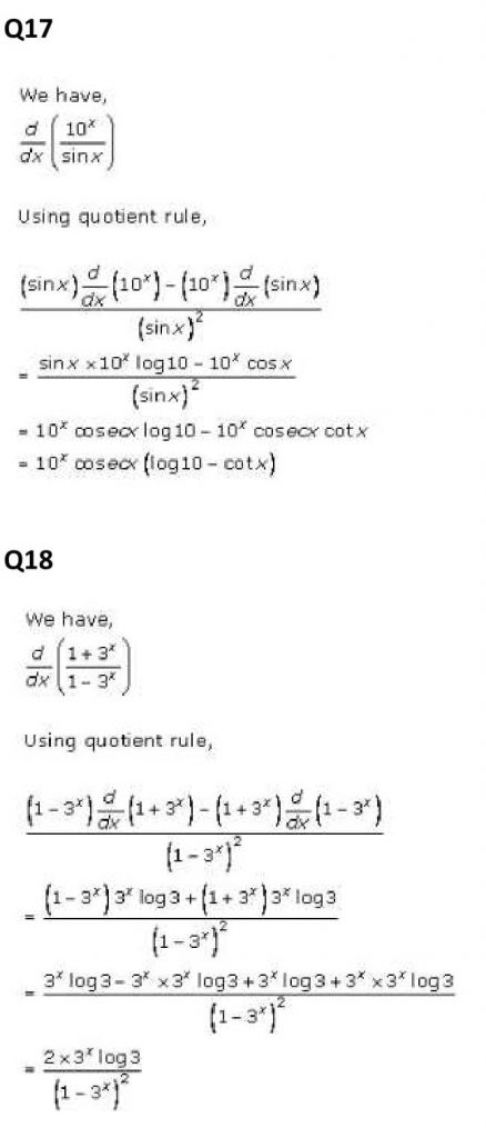 NCERT Solutions Class 11 Mathematics RD Sharma Derivatives-