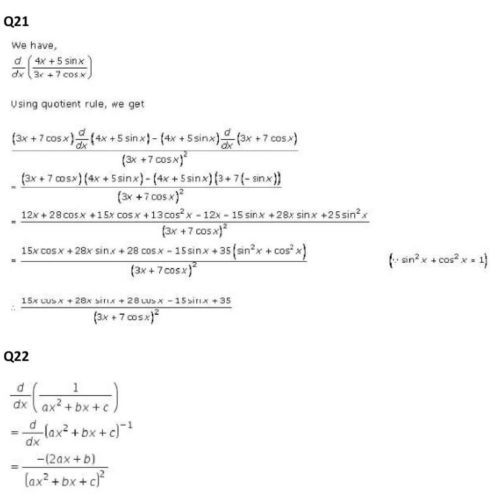 NCERT Solutions Class 11 Mathematics RD Sharma Derivatives-