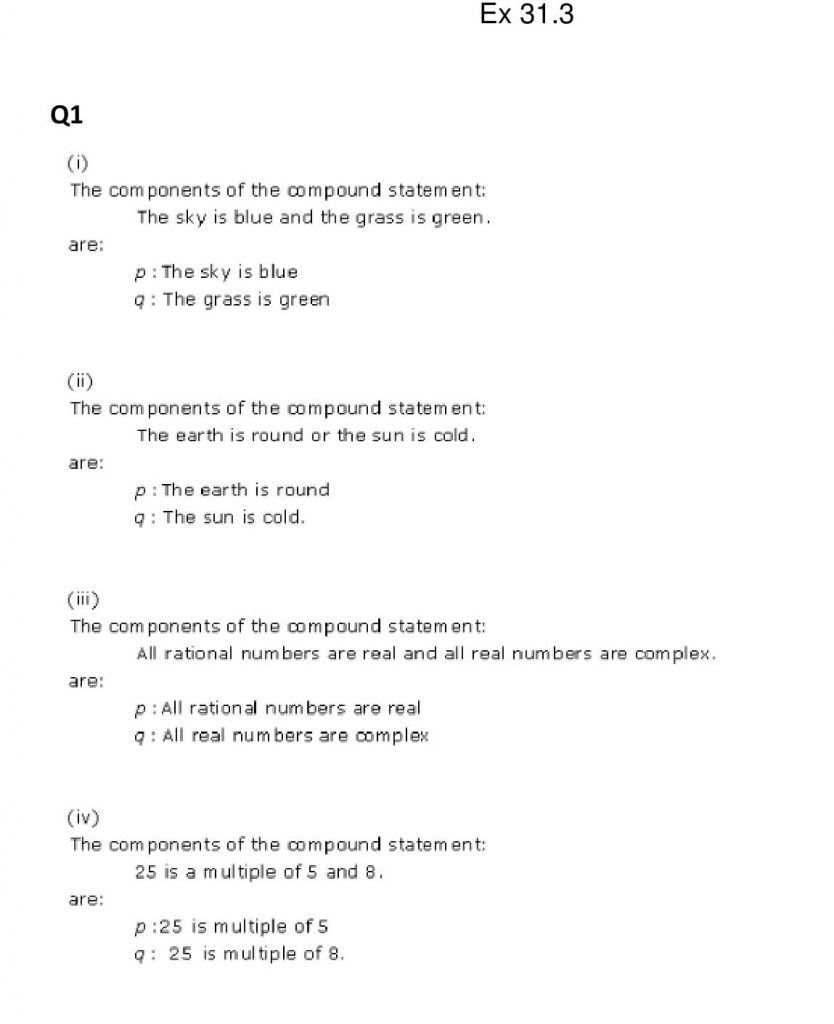 NCERT Solutions Class 11 Mathematics RD Sharma Mathematical Reasoning-
