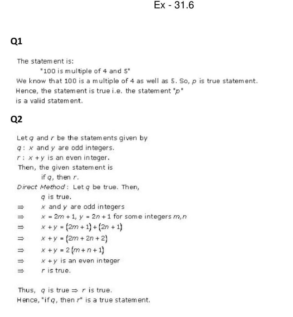 NCERT Solutions Class 11 Mathematics RD Sharma Mathematical Reasoning-