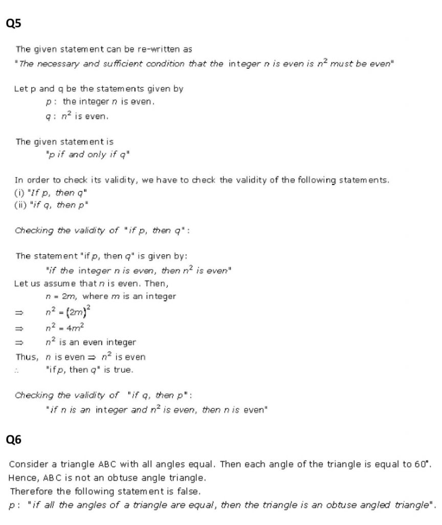 NCERT Solutions Class 11 Mathematics RD Sharma Mathematical Reasoning Exercise 31.5