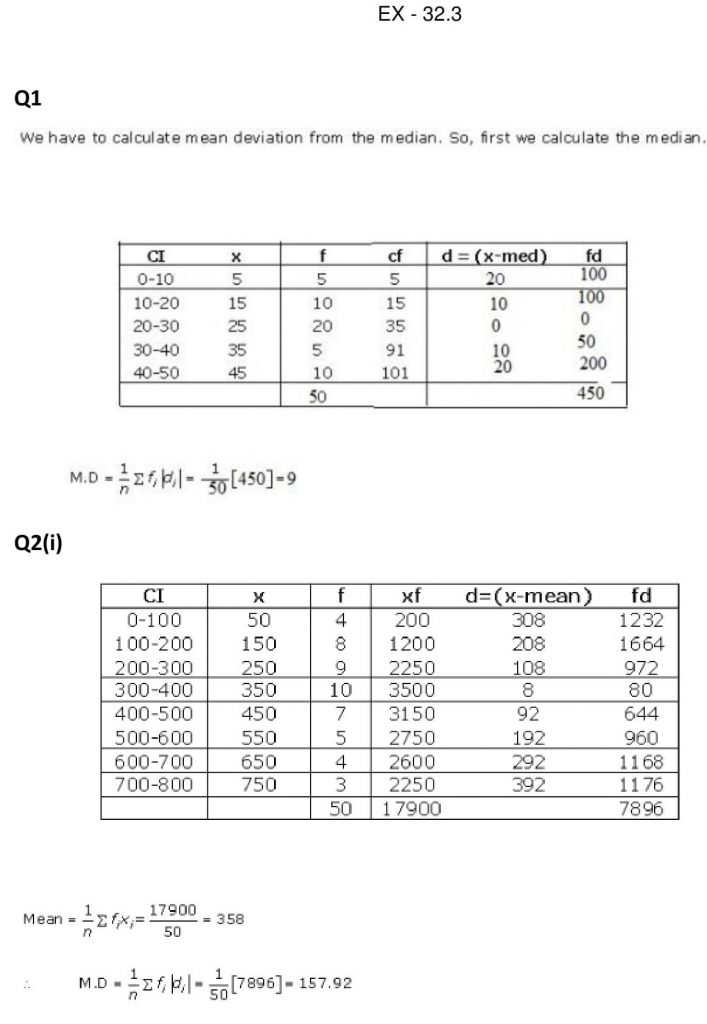 NCERT Solutions Class 11 Mathematics RD Sharma Statistics-