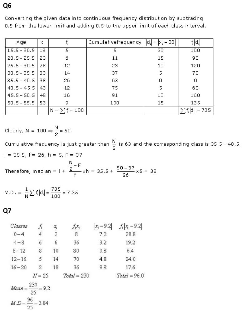 NCERT Solutions Class 11 Mathematics RD Sharma Statistics-