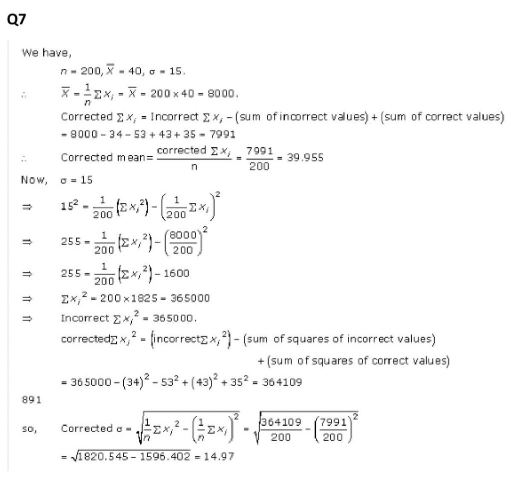 NCERT Solutions Class 11 Mathematics RD Sharma Statistics-