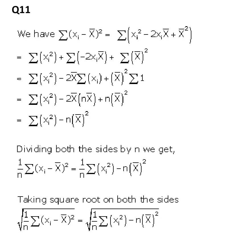 NCERT Solutions Class 11 Mathematics RD Sharma Statistics-