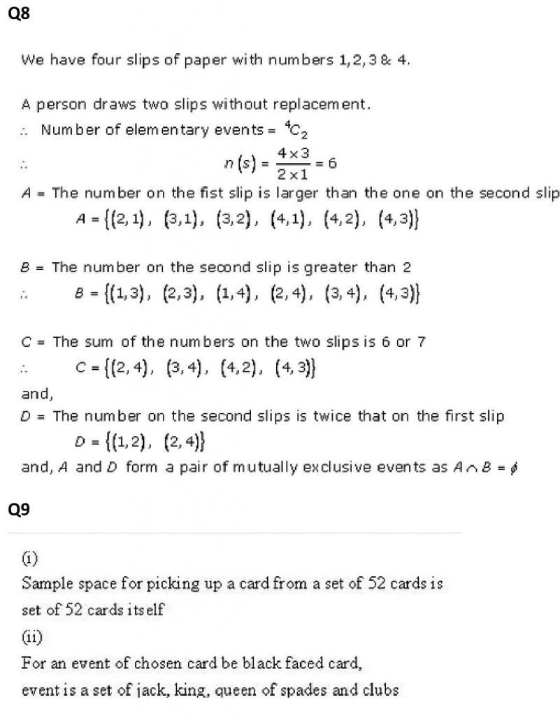 NCERT Solutions Class 11 Mathematics RD Sharma Probability-