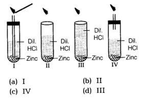 identify the gas evolved when dilute hydrochloric acid was added to zinc granules. Which is the most appropriate set up